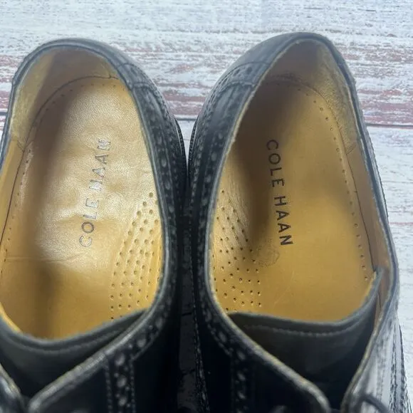 Cole Haan Air Giraldo Wingtip II Black Leather C07680 Oxfords Shoes, Men’s 10.5