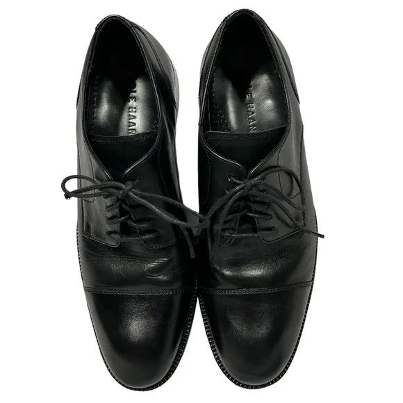 COLE HAAN Black Leather Benton Cap Toe Oxford ll Dress Shoes Men's Size 8