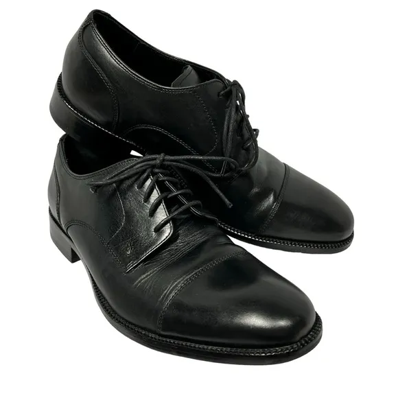 COLE HAAN Black Leather Benton Cap Toe Oxford ll Dress Shoes Men's Size 8