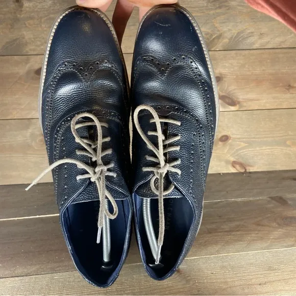 Cole haan lunargrand Mens size 13 shoes blue leather wingtip oxfords