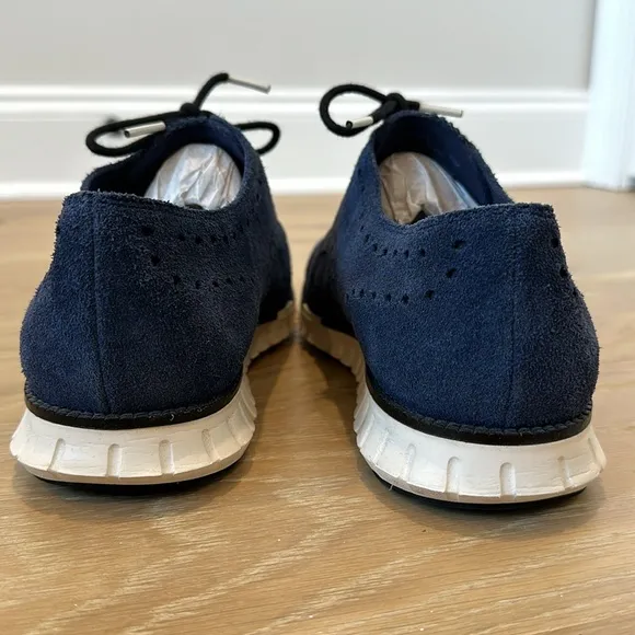 Cole Haan Mens Zerogrand Sneaker Oxford Size 11 Blue Suede Wingtip Shoes Brogues