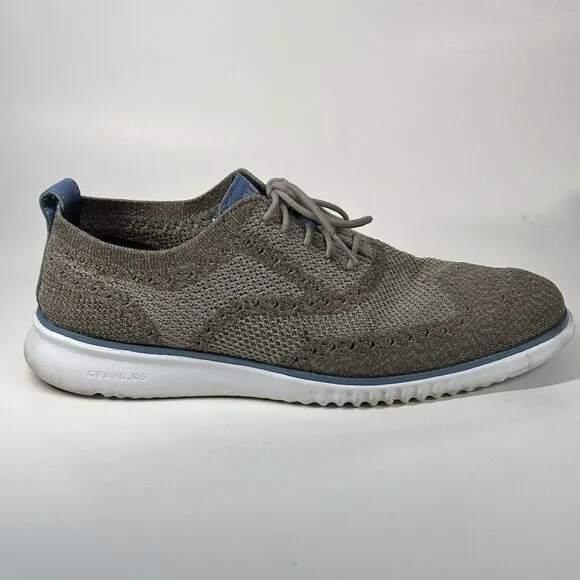 Cole Haan Shoes Mens Size 9.5 2.ZeroGrand Stitchlite Grey Wingtip Oxfords C26927