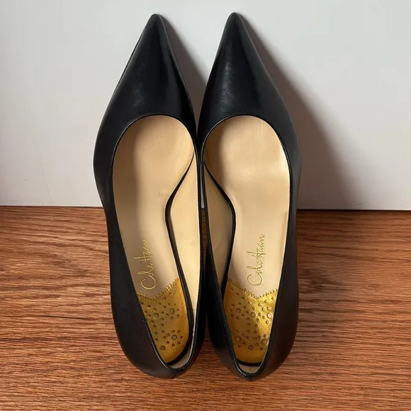 Cole Haan X Nike Air size 8AA 3” black leather pointy toe heels