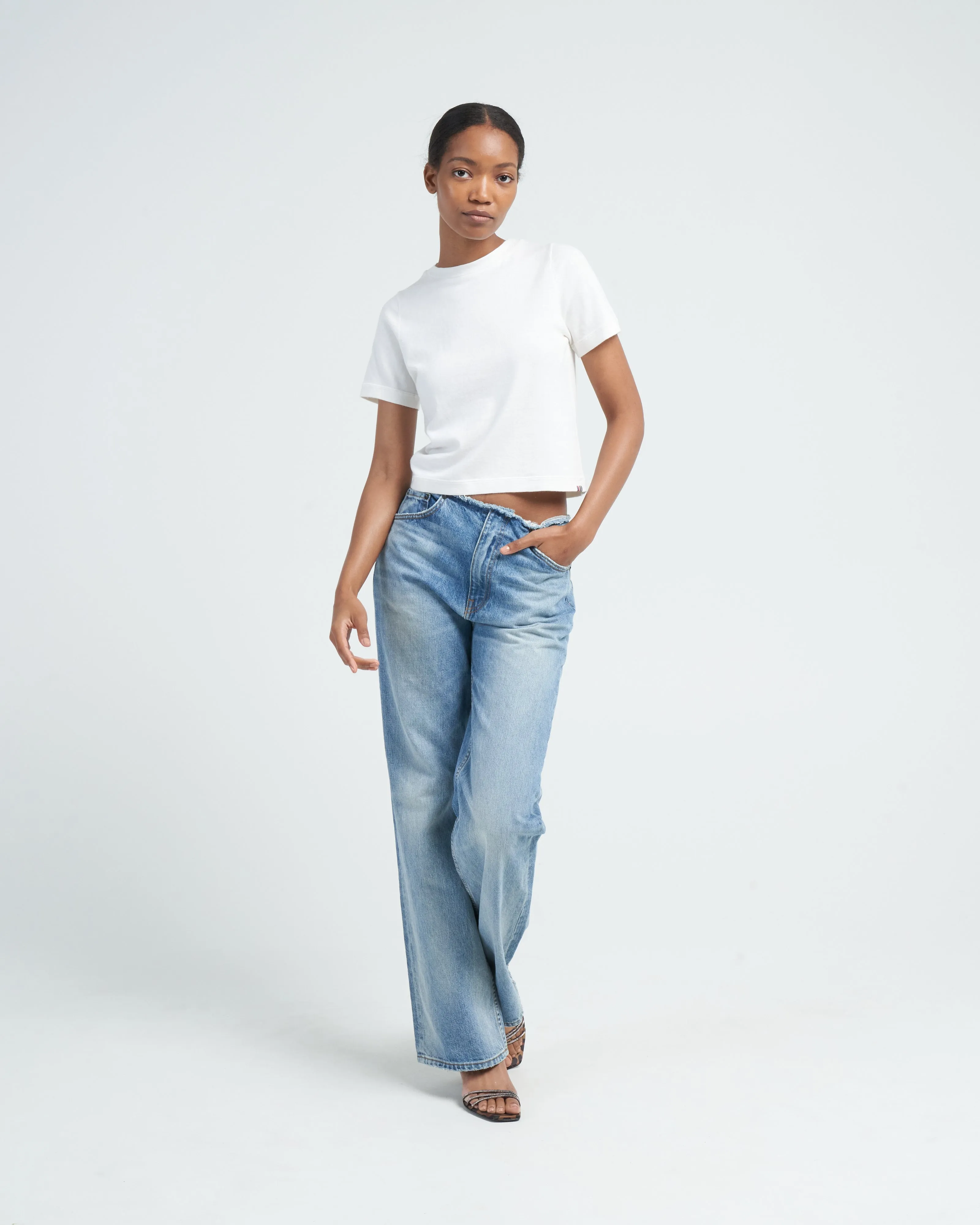 cotton cashmere tee - snow