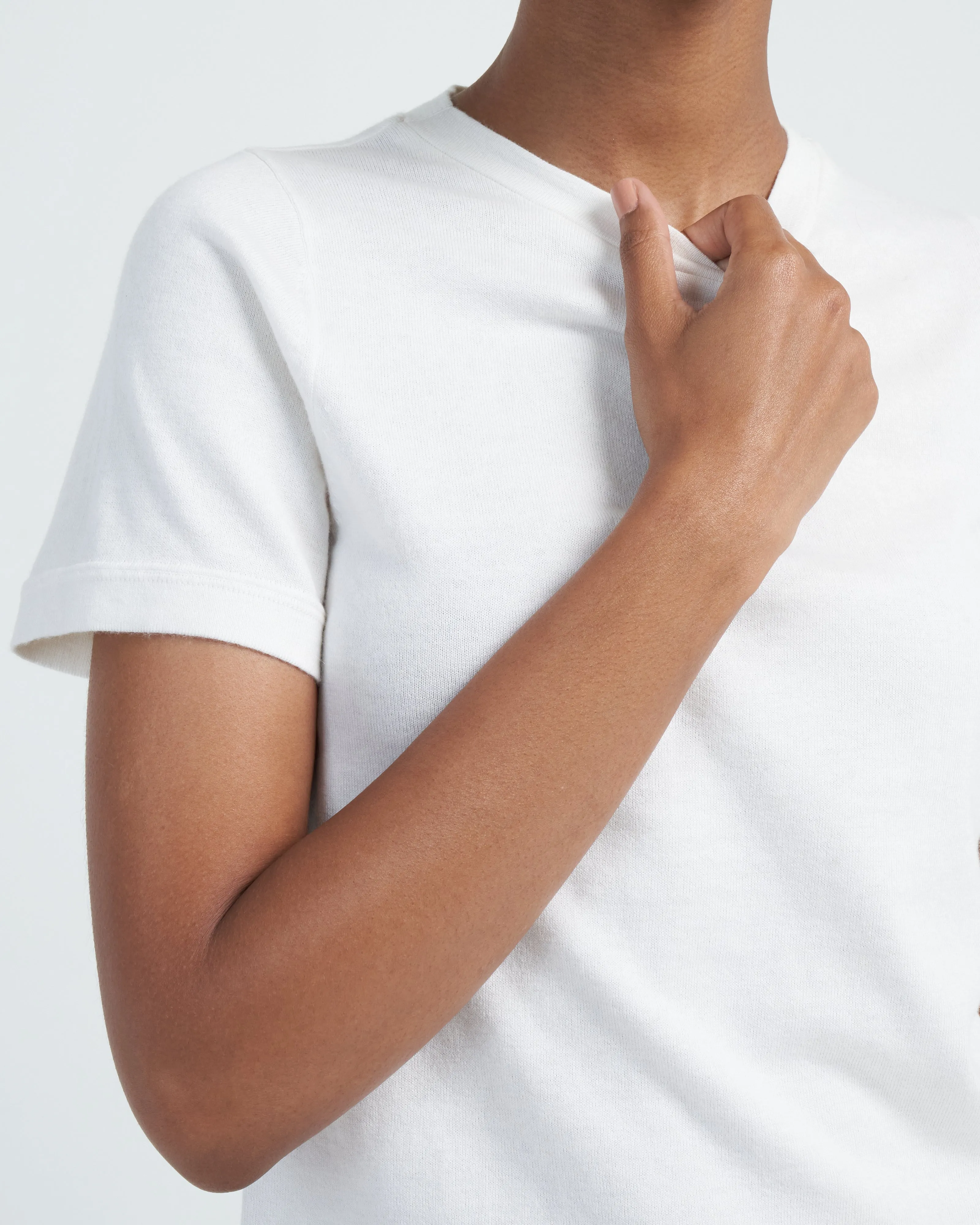 cotton cashmere tee - snow