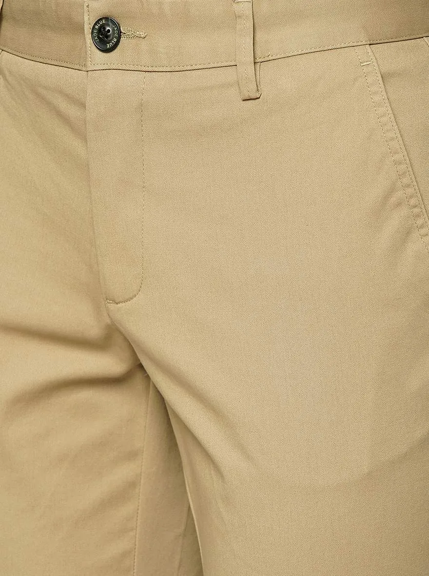 Cream Solid Uno Fit Casual Trouser | JadeBlue