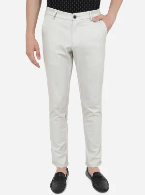 Cream Solid Venice Fit Casual Trouser | JadeBlue