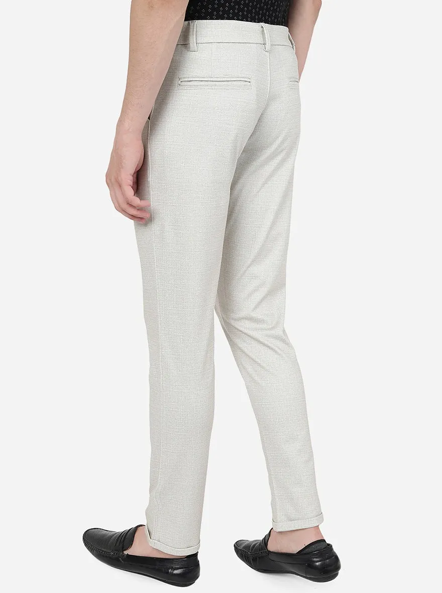 Cream Solid Venice Fit Casual Trouser | JadeBlue