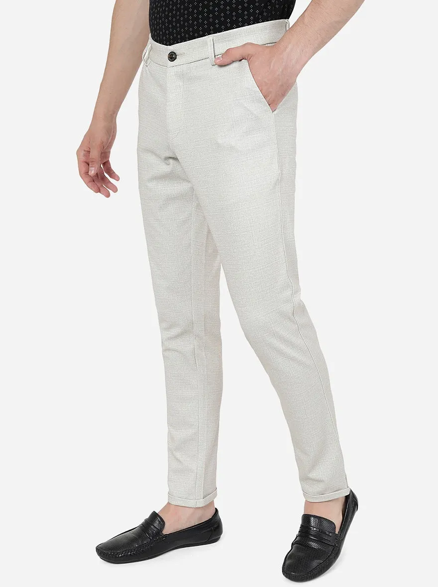 Cream Solid Venice Fit Casual Trouser | JadeBlue