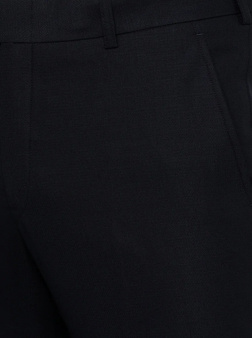 Dark Blue Solid Slim Fit Formal Trouser | JadeBlue
