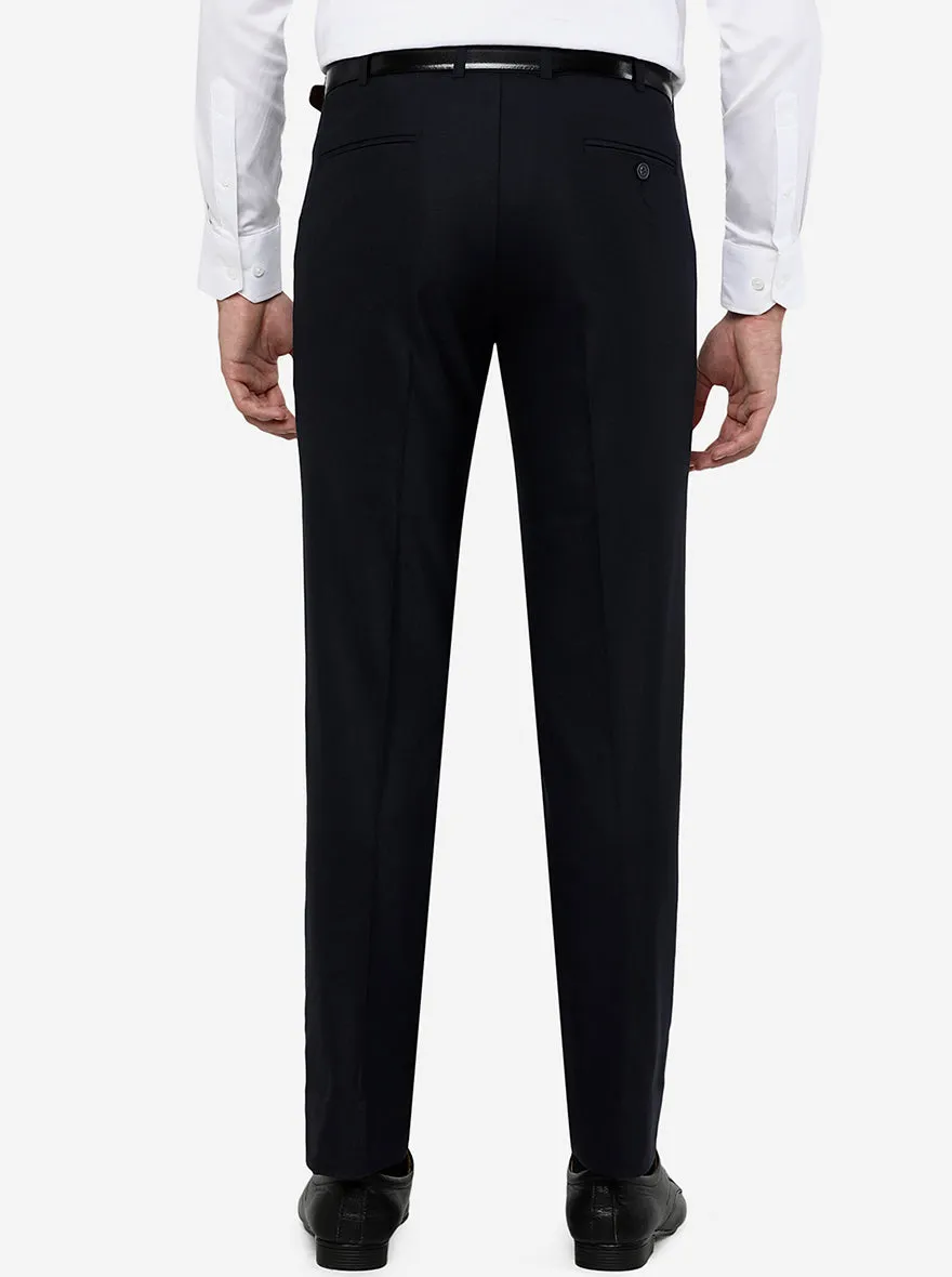 Dark Blue Solid Slim Fit Formal Trouser | JadeBlue