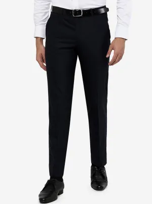 Dark Blue Solid Slim Fit Formal Trouser | JadeBlue