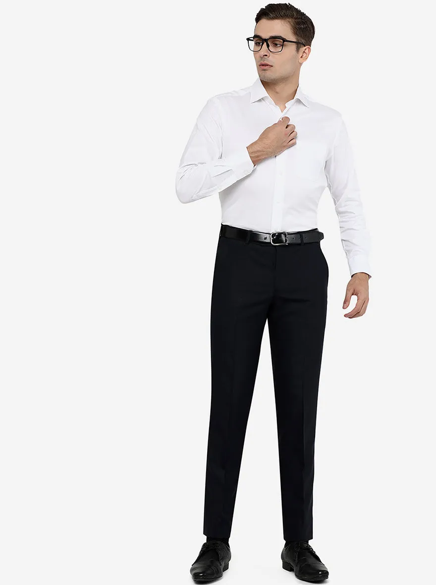 Dark Blue Solid Slim Fit Formal Trouser | JadeBlue