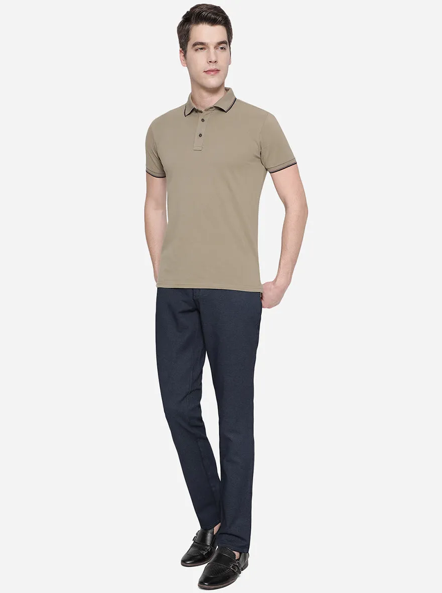 Dark Blue Solid Uno Fit Casual Trouser | JadeBlue