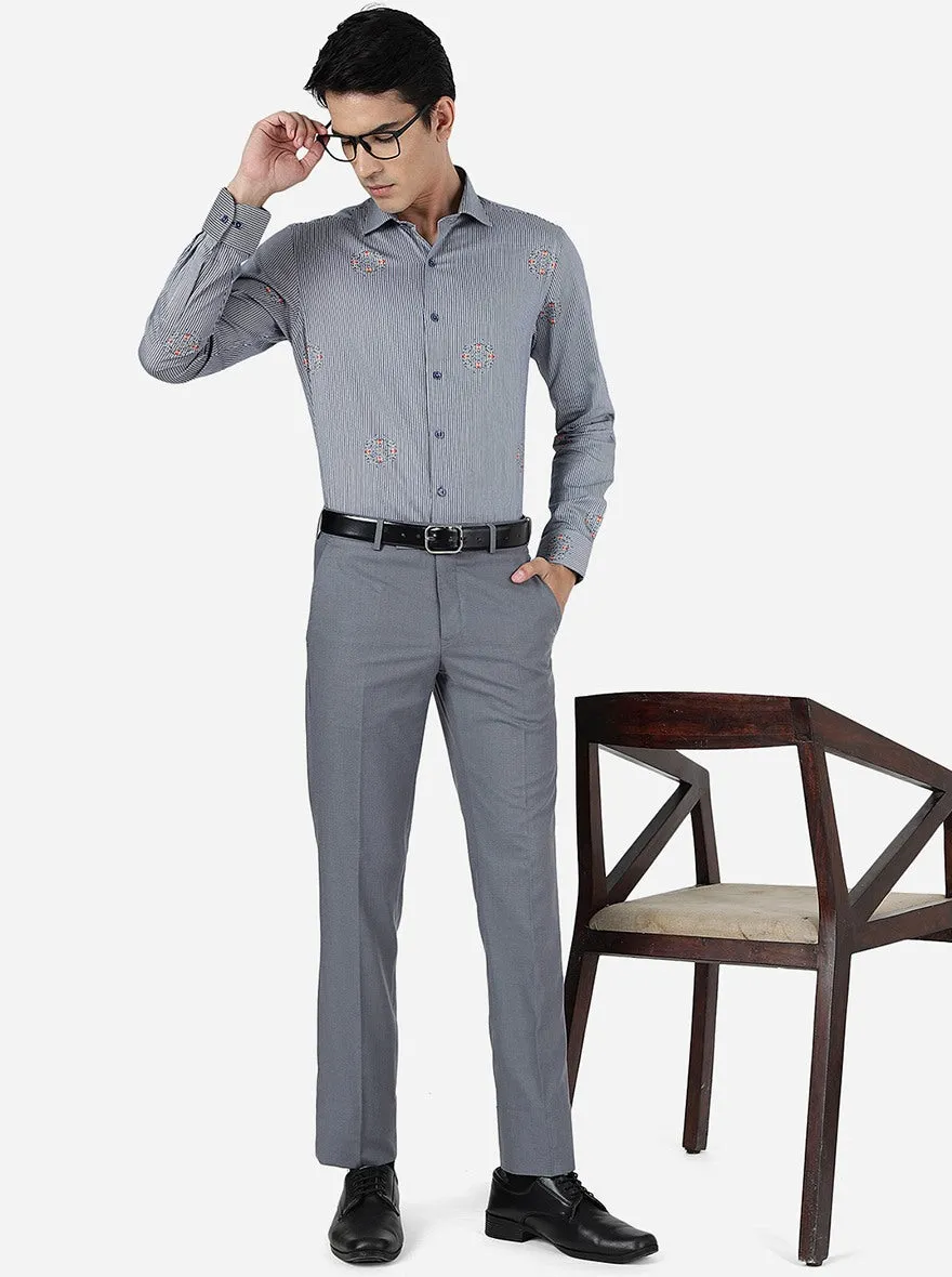 Dark Grey Solid Slim Fit Formal Trouser | Greenfibre