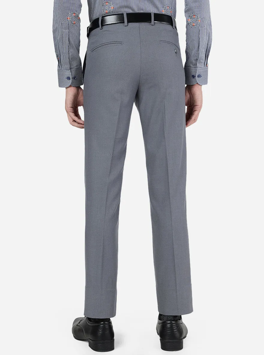Dark Grey Solid Slim Fit Formal Trouser | Greenfibre