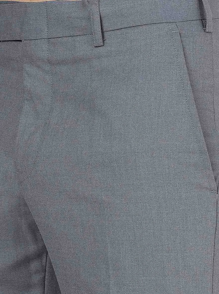 Dark Grey Solid Slim Fit Formal Trouser | Greenfibre