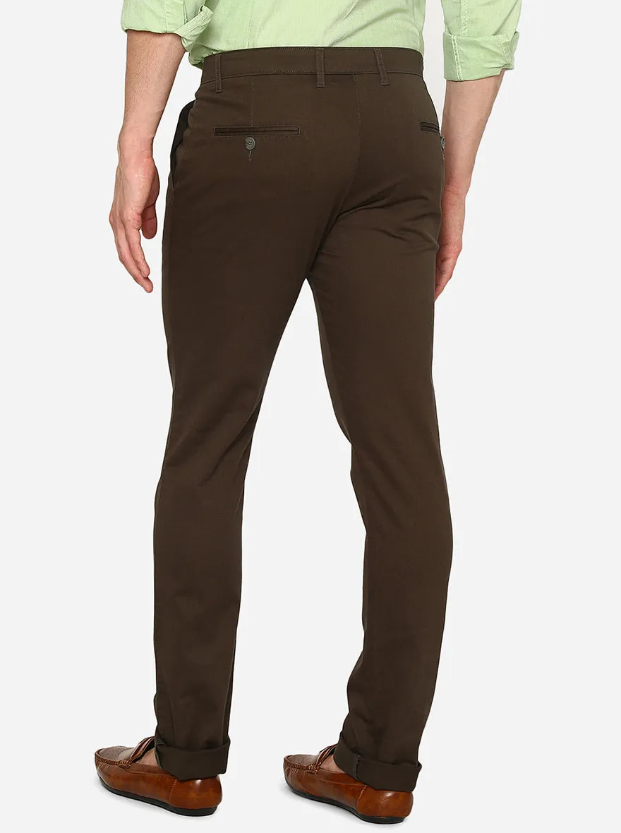 Dark Grey Solid Super Slim Fit Casual Trouser | Greenfibre