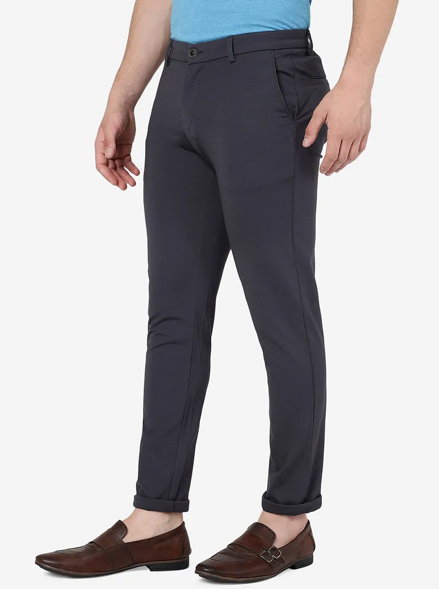 Dark Grey Solid Venice Fit Casual Trouser | JadeBlue
