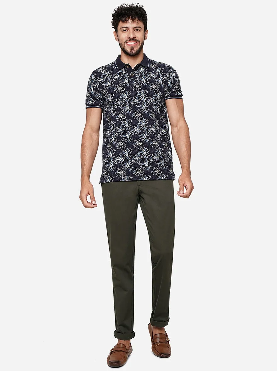 Dark Olive Solid Uno Fit Casual Trouser | JadeBlue