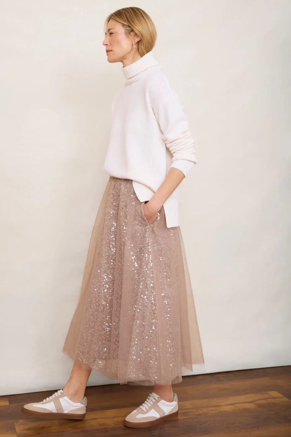DB X Wyse Nicolette Sequin Skirt - Champagne
