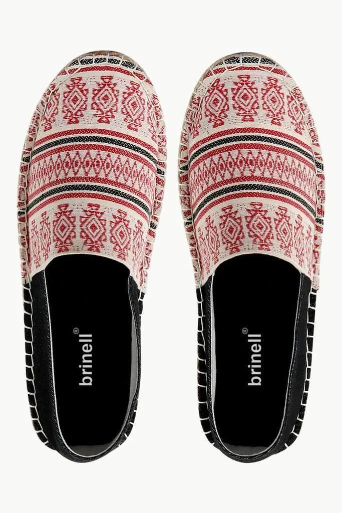 Dobby Red Tribal Print Espadrilles