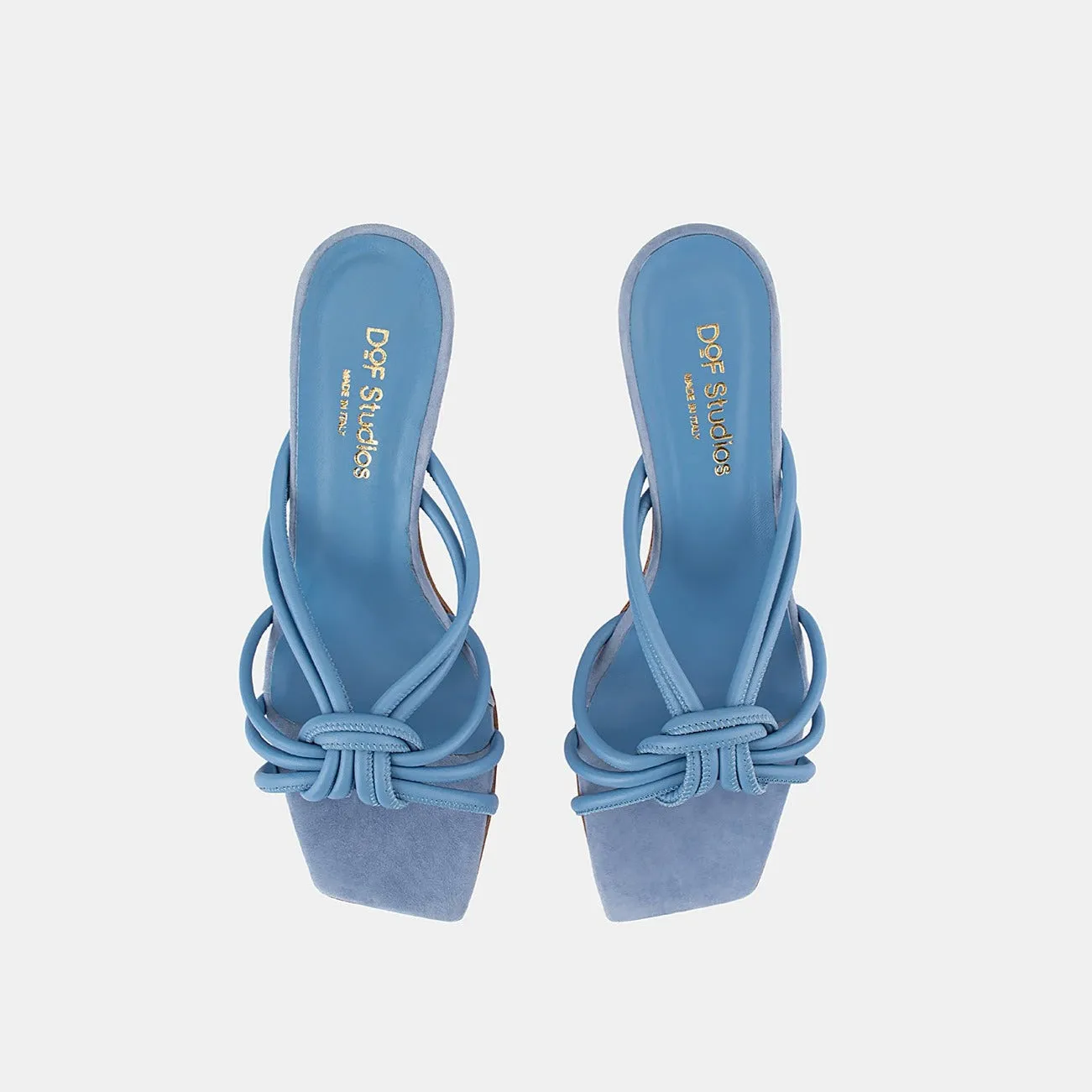 DOF Sabrina Azzurro Leather/Suede Kitten Heel
