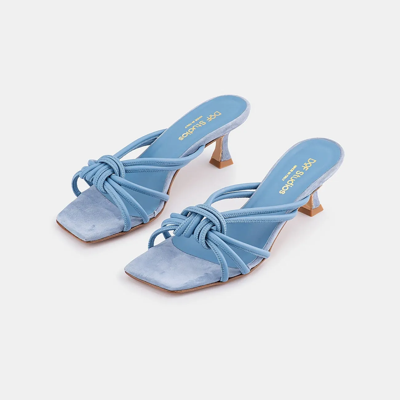 DOF Sabrina Azzurro Leather/Suede Kitten Heel