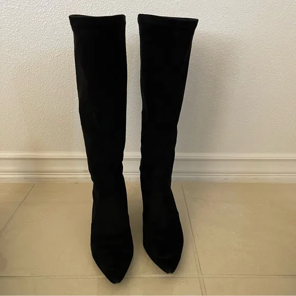 Donald J Pliner Couture Stretch Boot Made In Italy Kitten Heel Size 6 Black