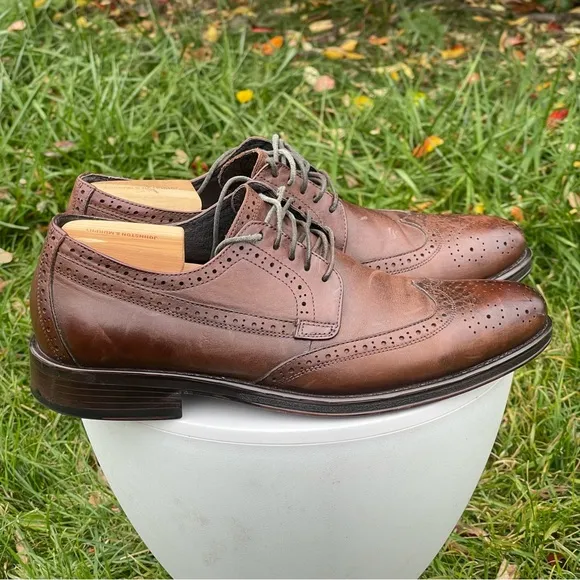 Donald J Pliner Shoes Mens 10 Brown Leather Wingtip Dress Oxfords Lace Up