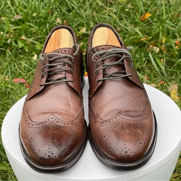 Donald J Pliner Shoes Mens 10 Brown Leather Wingtip Dress Oxfords Lace Up