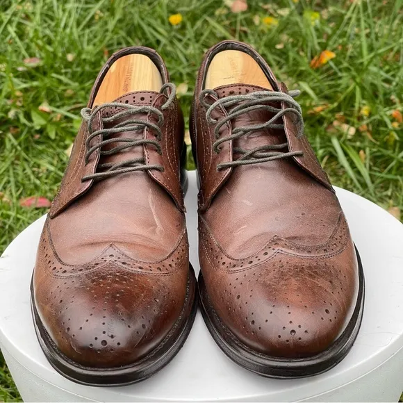 Donald J Pliner Shoes Mens 10 Brown Leather Wingtip Dress Oxfords Lace Up