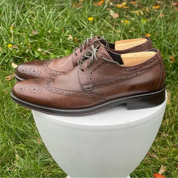 Donald J Pliner Shoes Mens 10 Brown Leather Wingtip Dress Oxfords Lace Up