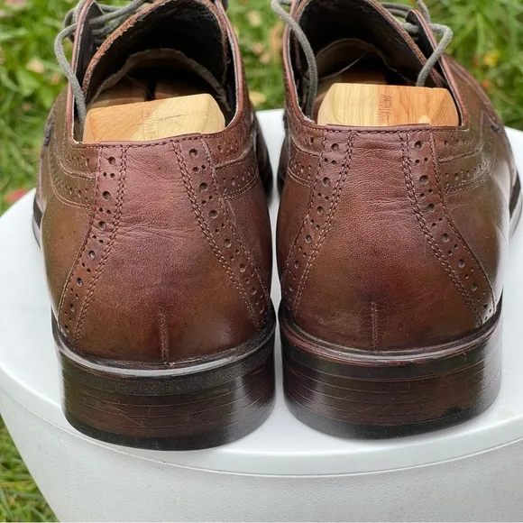 Donald J Pliner Shoes Mens 10 Brown Leather Wingtip Dress Oxfords Lace Up