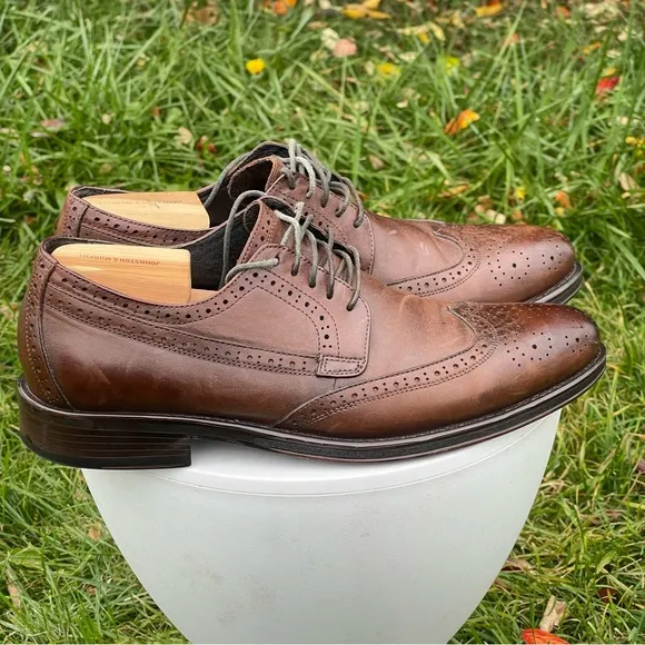 Donald J Pliner Shoes Mens 10 Brown Leather Wingtip Dress Oxfords Lace Up