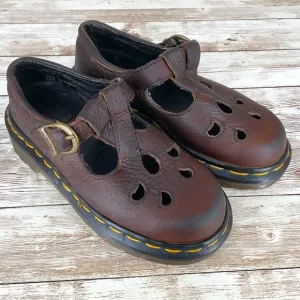 DR MARTENS KIDS MARY JANE CLASSIC LEATHER EYELET BUCKLE STRAP OXFORD Size 11EUC