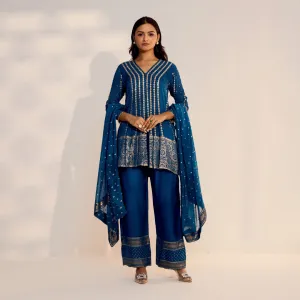 Electric Blue Embellished Short Salwar Suit
