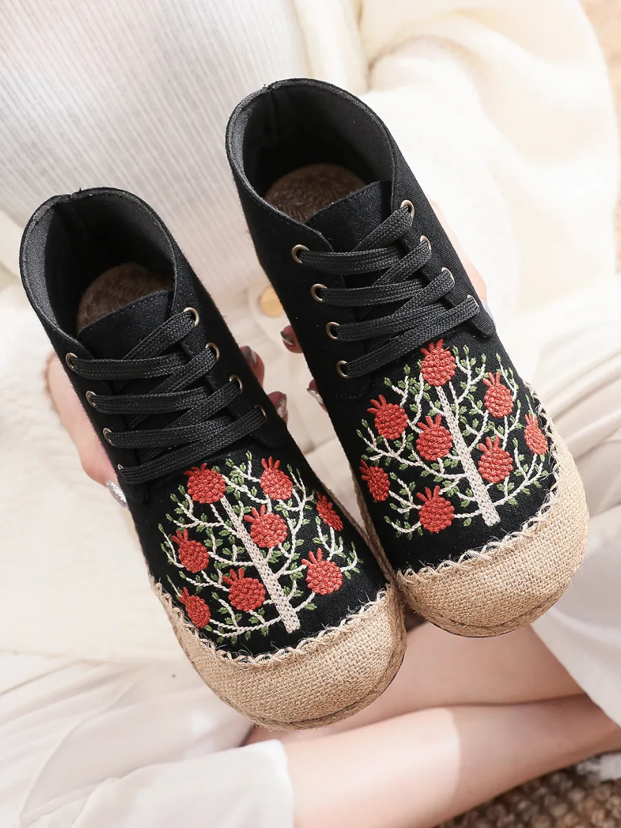 Embroidered Bayberry Tree Hi-Top Sneakers Espadrilles