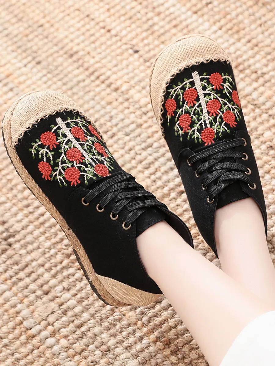 Embroidered Bayberry Tree Hi-Top Sneakers Espadrilles