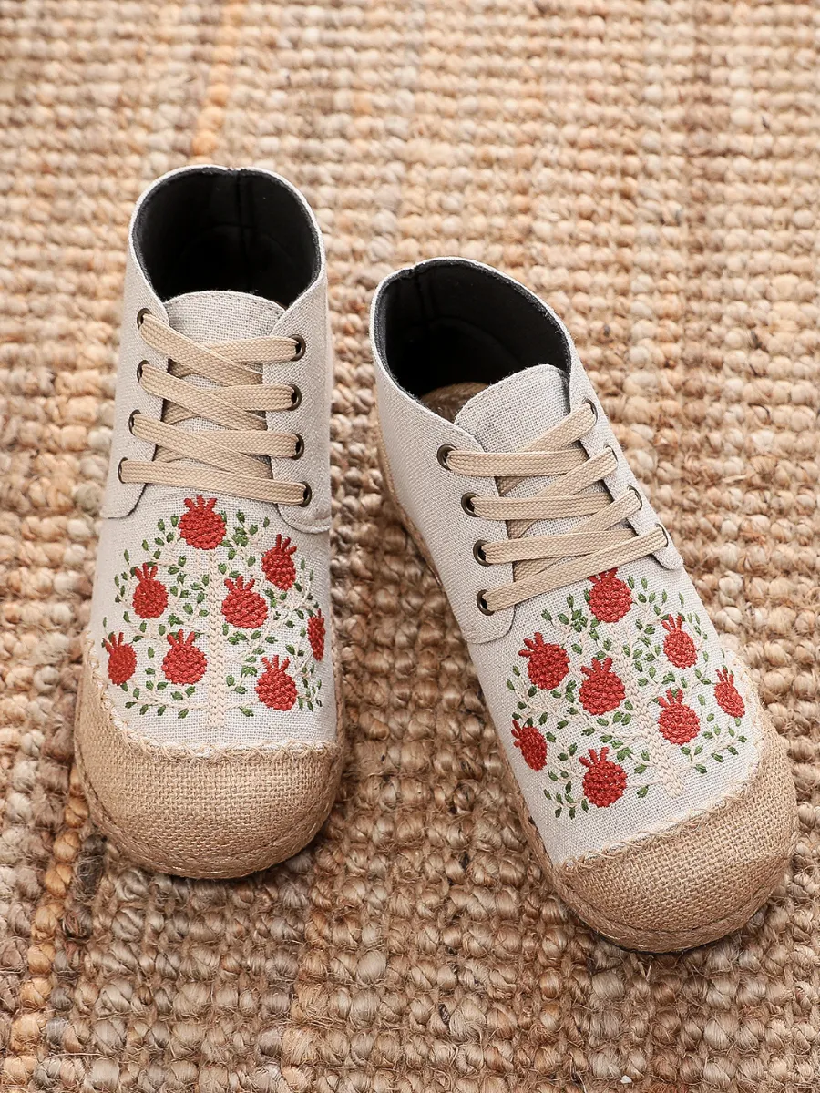 Embroidered Bayberry Tree Hi-Top Sneakers Espadrilles