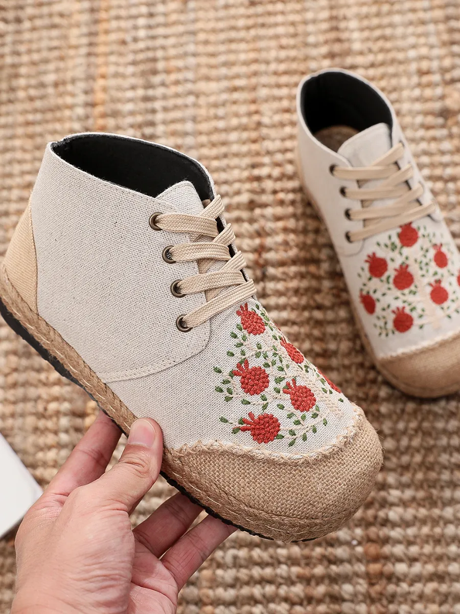 Embroidered Bayberry Tree Hi-Top Sneakers Espadrilles