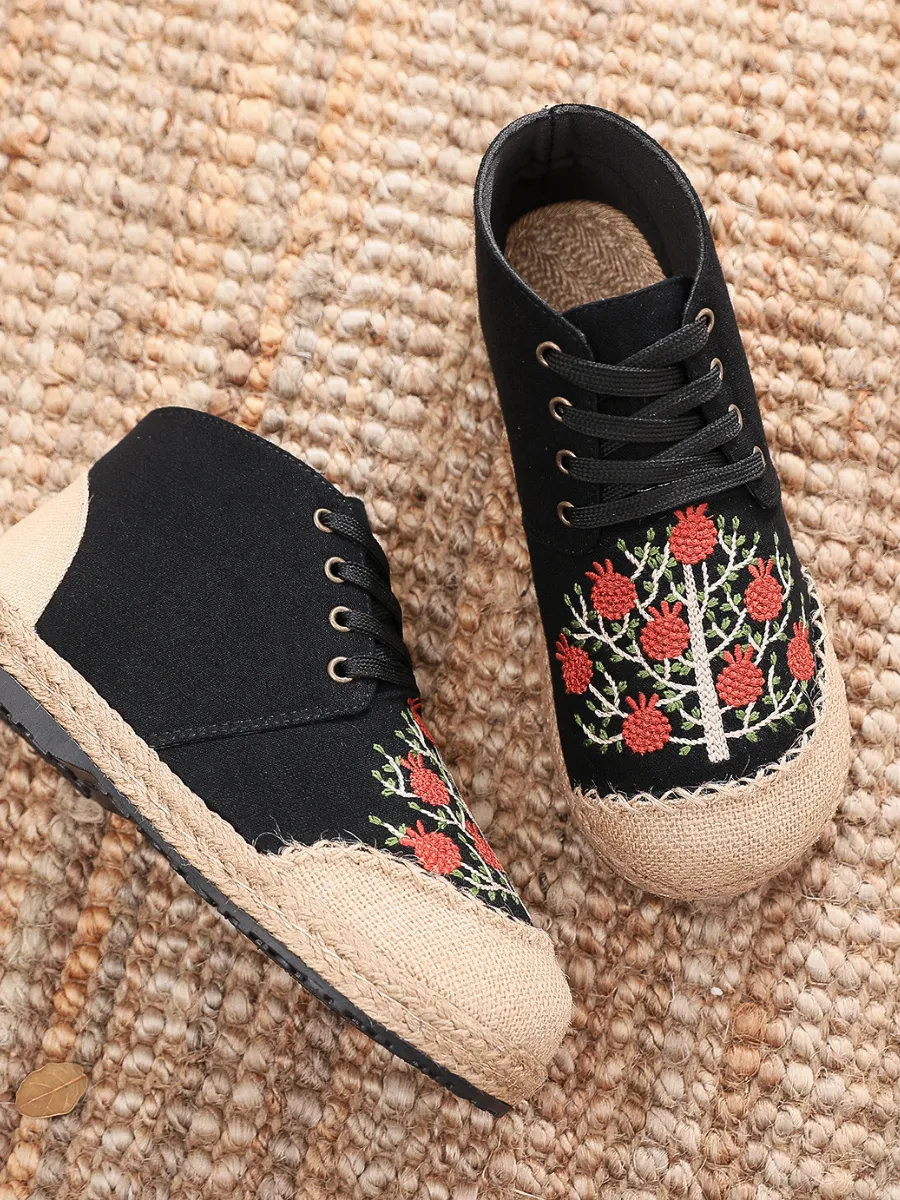 Embroidered Bayberry Tree Hi-Top Sneakers Espadrilles