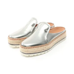 Espadrilles Sandals Flat shoes Leather Silver