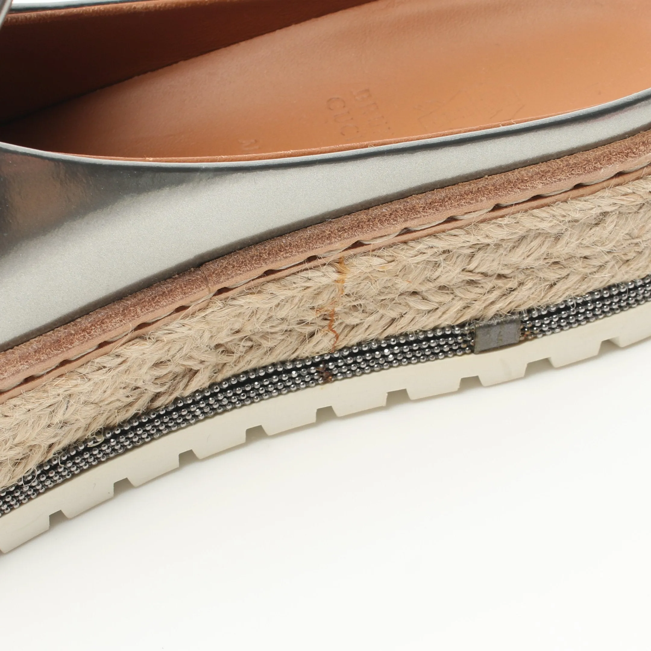 Espadrilles Sandals Flat shoes Leather Silver