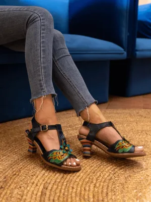 Estella Floral Leather T-Strap Pump
