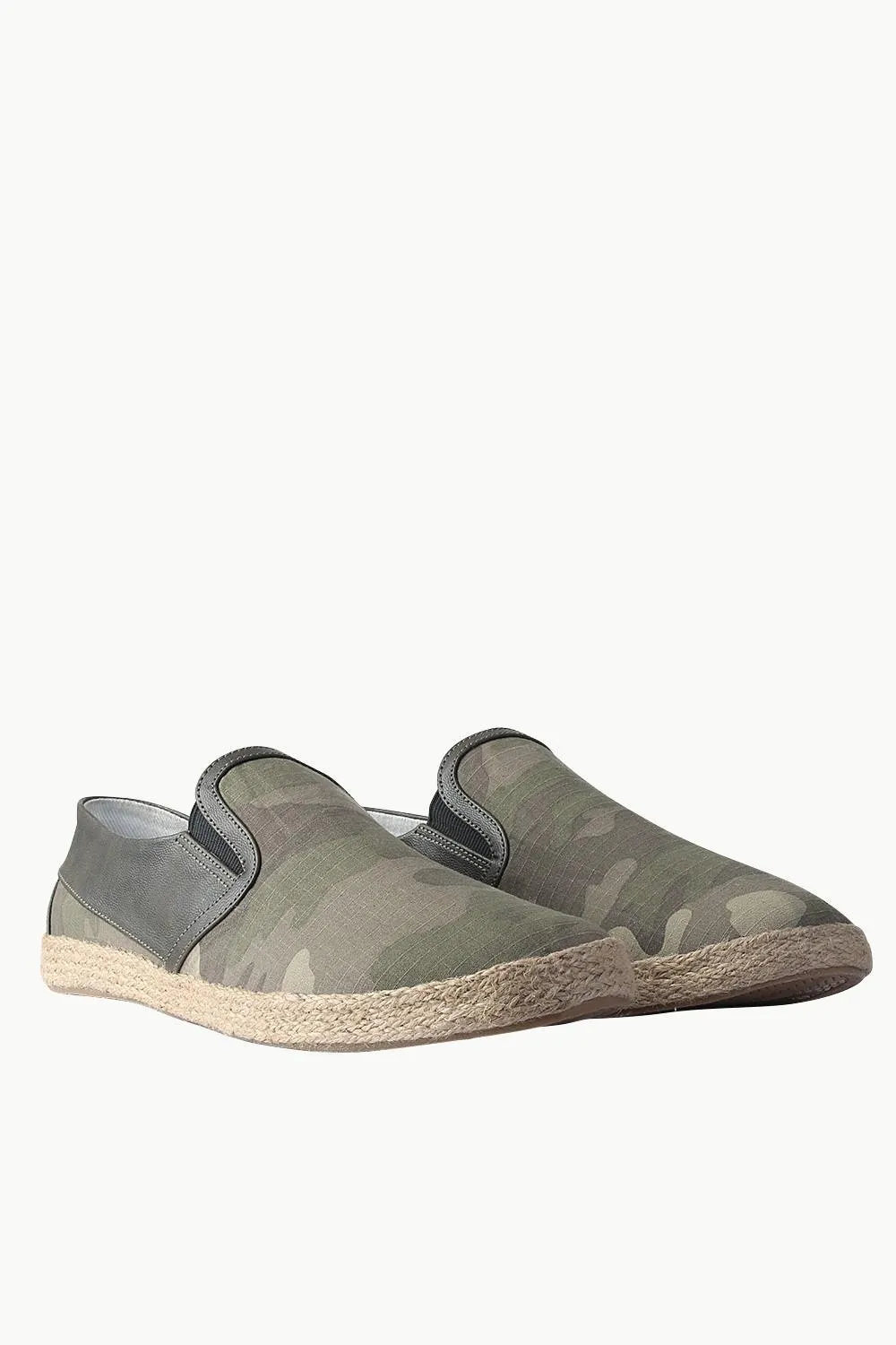 Faux Leather Detail Canvas Espadrilles