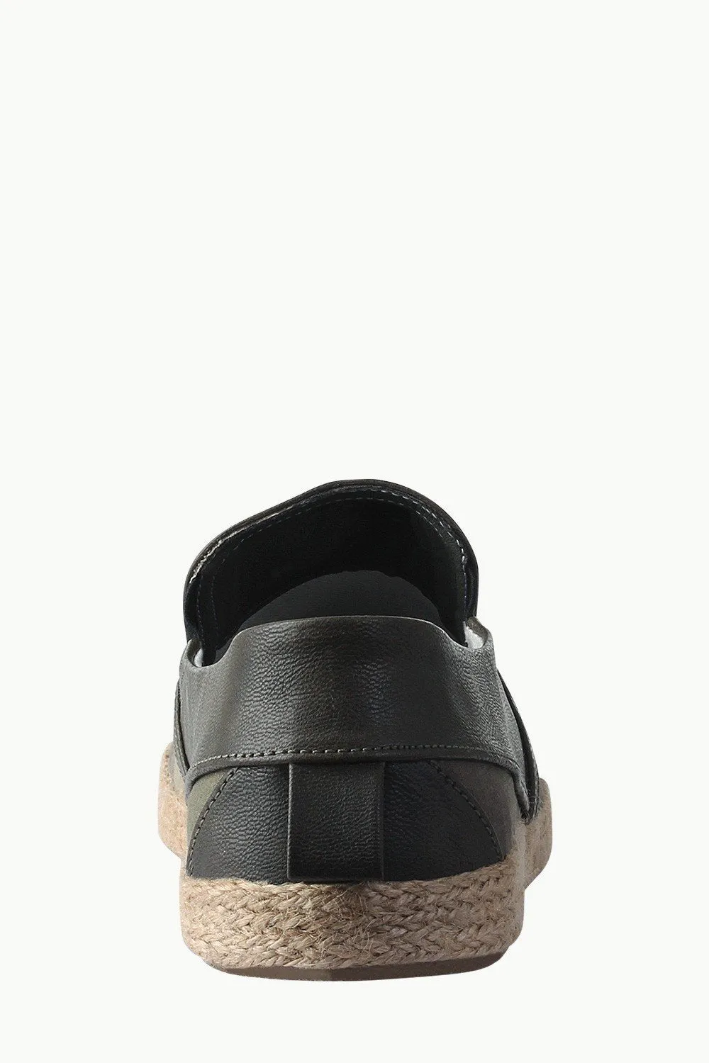 Faux Leather Detail Canvas Espadrilles