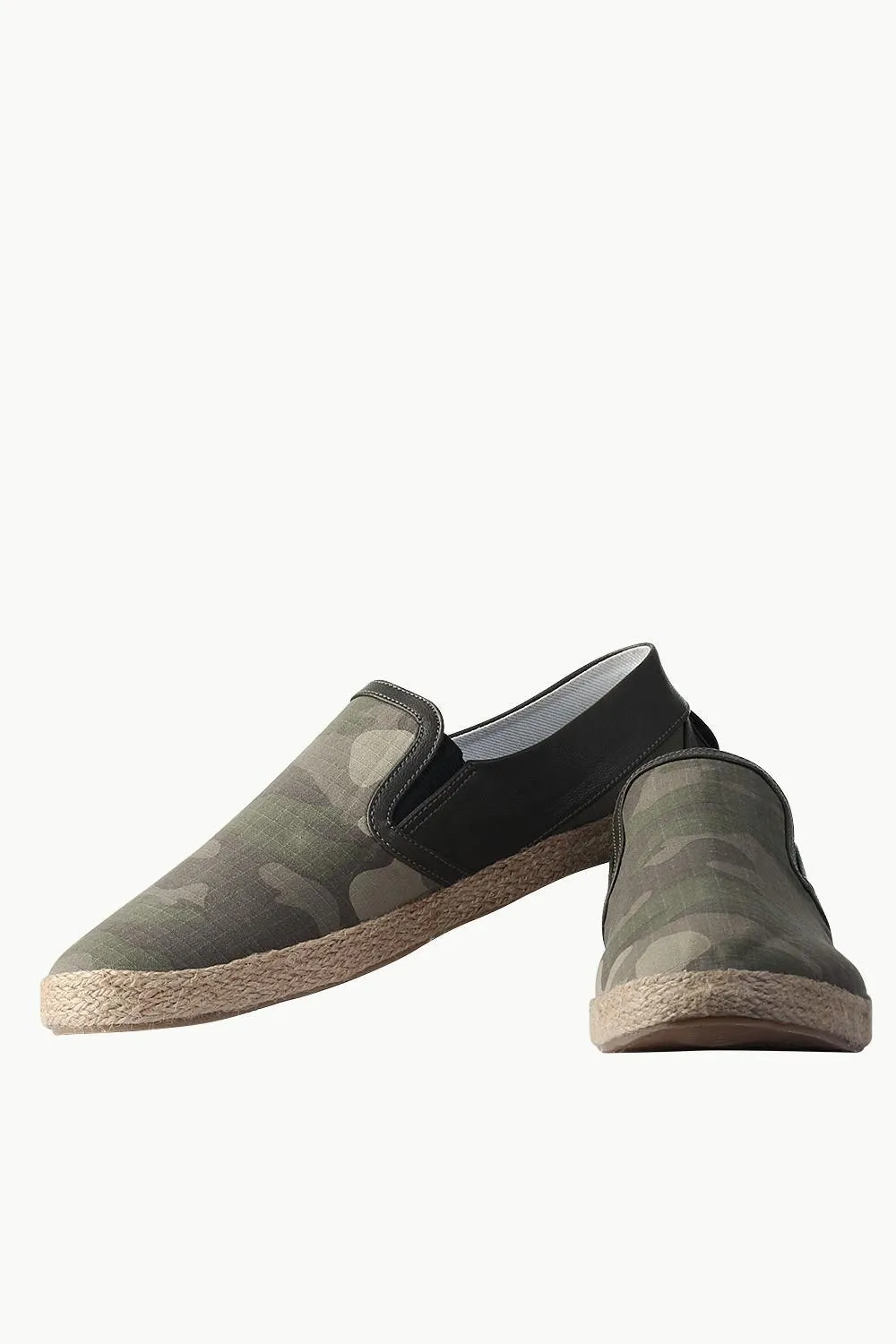 Faux Leather Detail Canvas Espadrilles