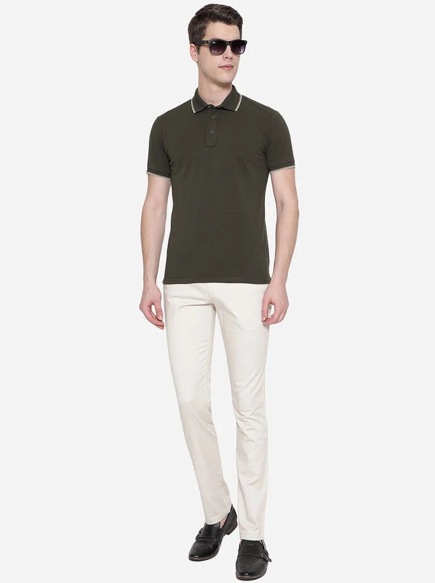 Fawn Solid Super Slim Fit Casual Trouser | Greenfibre