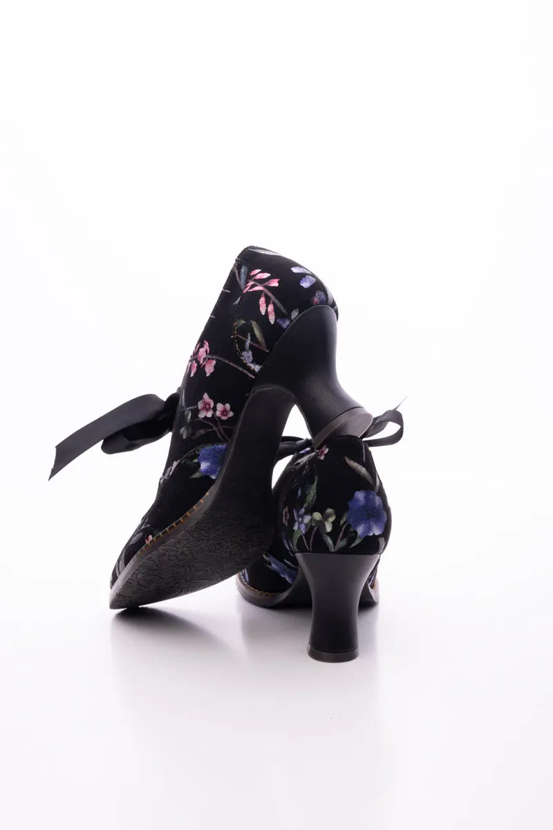 Fiorella Plum Bossom Pattern Leather Pump
